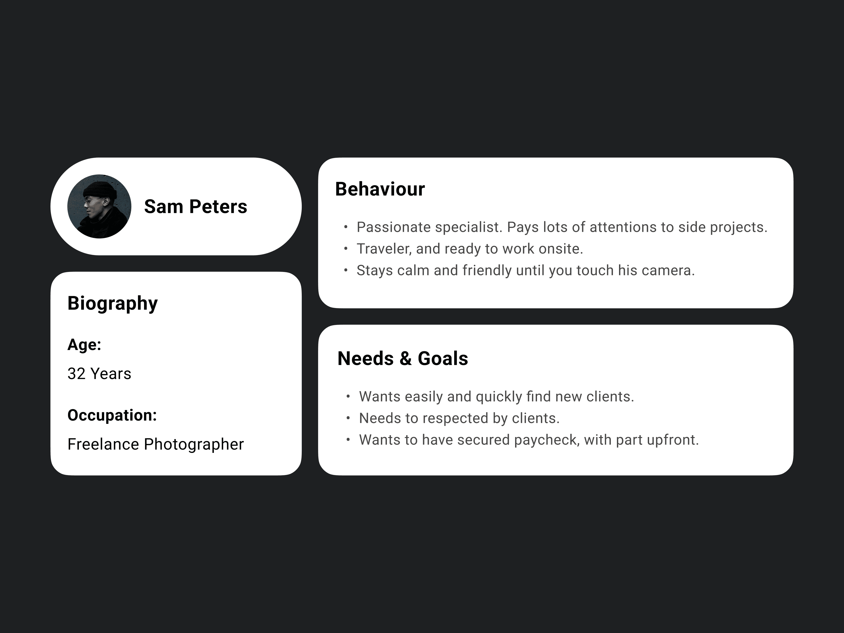 Persona — Sam Peters, Freelance Photographer